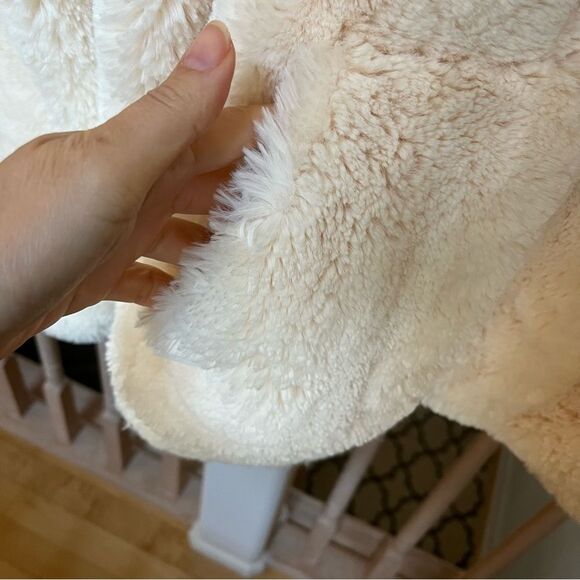 Free People Movement Off The Record Faux Fur Pullover Zip Hoodie in Beige M NWOT - Picture 5 of 16